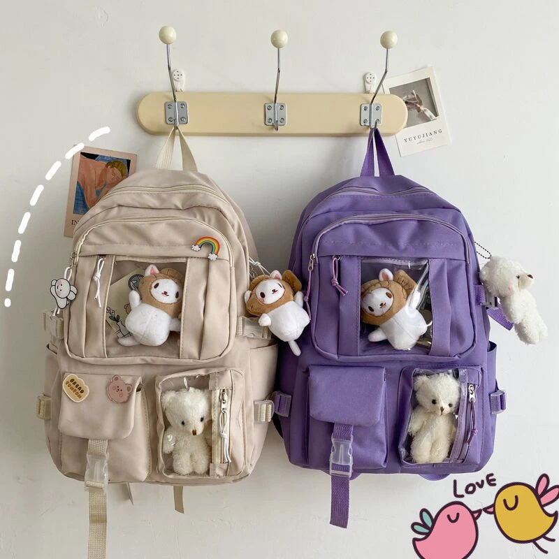 Sac à dos scolaire mignon style kawaii, grande capacité et imperméable